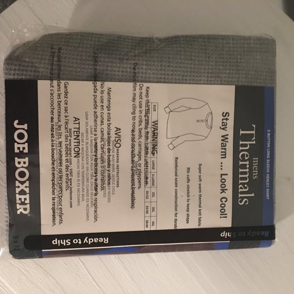 Joe Boxer 3 button LS Henley thermal shirts men's grey medium - Picture 2 of 6